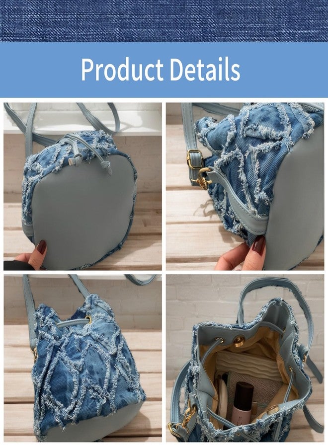 PASDUCHAS Denim Bags for Women 2025, Blue Jean Bucket Purses, Denim Handbag - Image 5